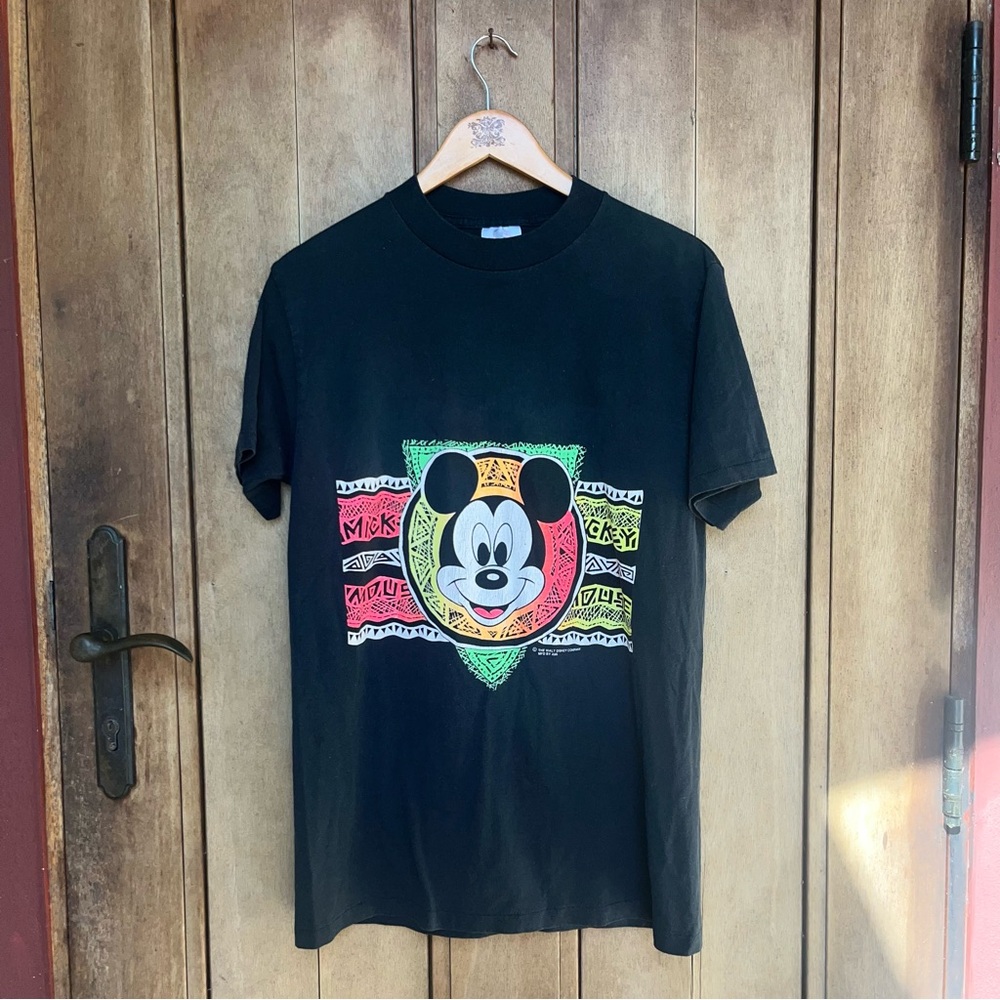 Vintage 90s Walt Disney Mickey Mouse Black Shirt Size M